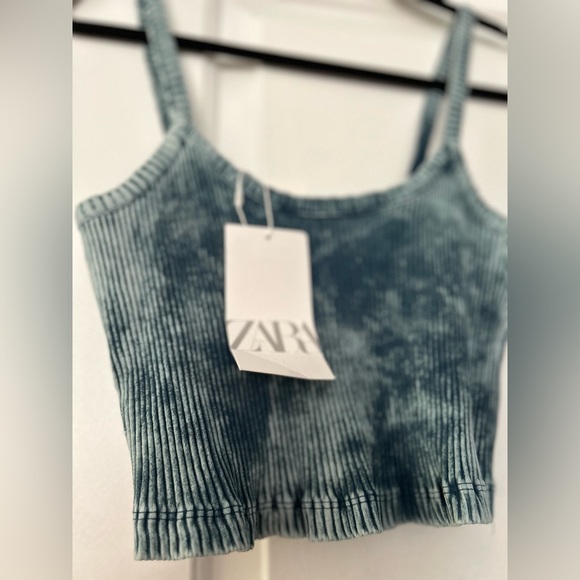 Acid Wash blue Tie Dye Cropped Shirt from Zara . - Picture 2 of 2